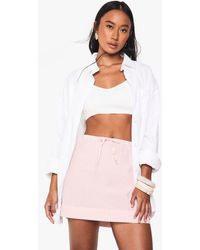Boohoo - Seersucker Stripe Drawstring Waist Skirt - Lyst