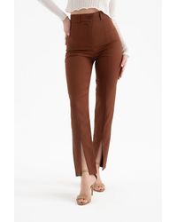 Hiccup - High Waist Slit Straight Leg Trousers - Lyst
