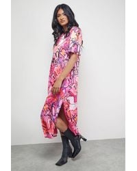 Warehouse - Tony Satin Oversized T-Shirt Midi Dress - Lyst