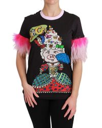 Dolce & Gabbana - Dolce Gabbana Black Year Of The Pig Top Cotton T-shirt - Lyst