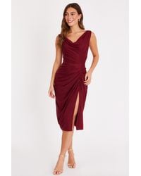 Quiz - Burgundy Glitter Mesh Midaxi Dress - Lyst