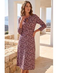 Roman - Petite Paisley Tie Neck Dress - Lyst