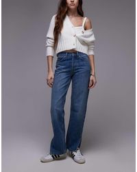 TOPSHOP - Runway Mid Rise Straight Jean With Side Split - Lyst