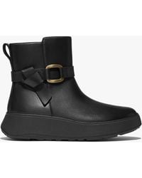 Fitflop - F-mode Square-ring Leather Flatform Ankle Boots - Lyst