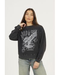Brave Soul - Acid Wash Graphic Print Sweatshirt Cotton - Lyst