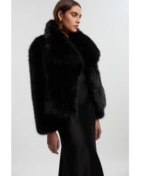 Karen Millen - Textured Faux Fur Short Coat - Lyst