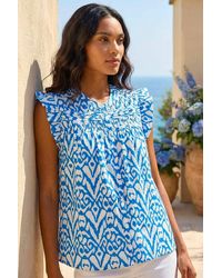 Roman - Abstract Print Pleated Sleeve Blouse - Lyst