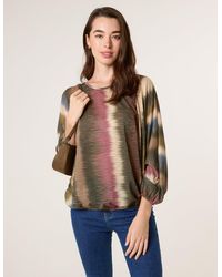 Blue Vanilla - Printed Round Neck Long Sleeve Top - Lyst
