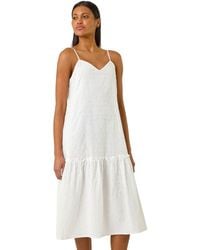 Roman - Broderie Frill Tiered Midi Dress - Lyst
