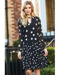 Sosandar - Spot Print Fluted Hem Shift Dress - Lyst
