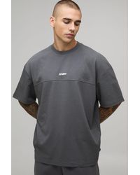 BoohooMAN - Oversized Heavyweight Panelled Sport Embroidered T-Shirt - Lyst
