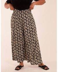 Blue Vanilla - Curve Shirred Wide Leg Aztec Trouser - Lyst