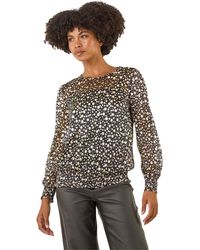 Roman - Spot Print Plisse Shirred Top - Lyst
