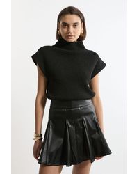 Karen Millen - Faux Leather Flippy Mini Skirt - Lyst