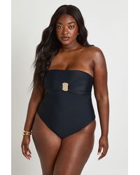 Boohoo - Plus Trim Detail Bandeau Swimsuit - Lyst