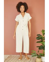 Yumi' - Viscose Button Up Jumpsuit - Lyst