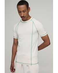 BoohooMAN - Muscle Fit Contrast Stitch Raglan T-Shirt - Lyst