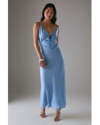 Warehouse - Petite Satin Strappy Tie Front Maxi Slip Dress - Lyst