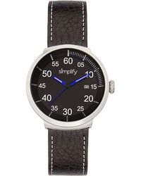 Simplify - The 7100 Lederarmbanduhr Mit Datum - Lyst