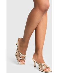 Boohoo - Caged Detail Heeled Mules - Lyst