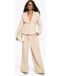 Boohoo - Tailored Linen Look Straight Leg Pants - Lyst