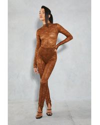 MissPap - Lace Long Sleeve Bodysuit - Lyst