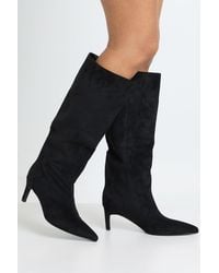 Boohoo - Wide Fit Knee High Column Stiletto Mid Boots - Lyst