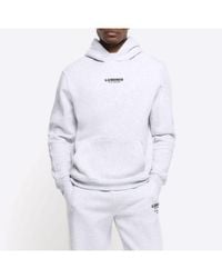 River Island - Hoodie Grey Regular Fit Graphic Cotton - Lyst