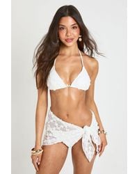 Boohoo - Floral Textured Triangle Bikini Top & Tie Side Bottom 3 Piece Set - Lyst