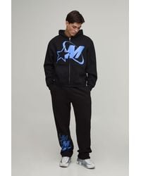 BoohooMAN - Oversized Boxy M Star Graphic Zip Through Hooded Tracksuit - Lyst