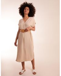 Blue Vanilla - Belted V Neck Midi Dress - Lyst