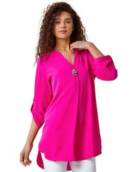 Roman - Longline Button Detail Tunic Top - Lyst