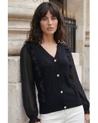Roman - Woven Sleeve Buttoned Knit Jumper - Lyst