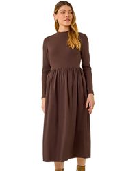 Roman - Cotton Stretch Jersey Mix Midi Dress - Lyst