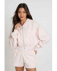 Boohoo - Stud Detail Boxy Crop Zip Through Hoodie - Lyst