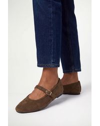 Wallis - Darcy Faux Suede Mary Jane Ballet Flats - Lyst