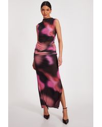 Quiz - Mesh Marble Print Maxi Skirt - Lyst