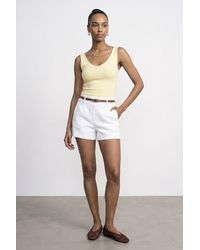 Dilvin - High-Waist Tailored Knit Shorts With Belt - Lyst