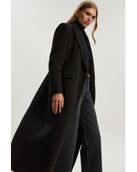 Karen Millen - Wool Blend Tailored Fitted Maxi Coat - Lyst