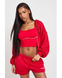 Boohoo - Sports Club Embroidered Piping Sweat Short - Lyst