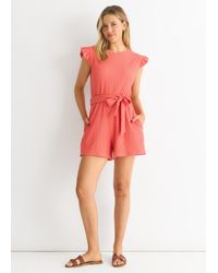 Gini London - Stretch Texture Frill Elasticated Waist Playsuit - Lyst