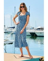 Sosandar - Fleck Print Ruched Front Midi Dress - Lyst
