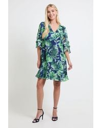 Wallis - Petite Floral Print Ruffle Shift Dress - Lyst