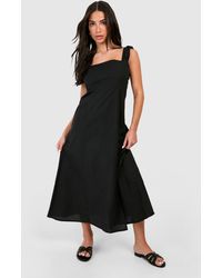 Boohoo - Petite Linen Look Midaxi Dress - Lyst