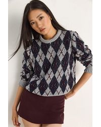 Bianco Lucci - Crew Neck Knitted Sweater With Diamond Pattern - Lyst