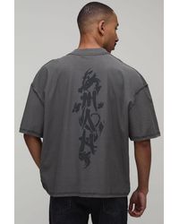 BoohooMAN - Oversized Boxy Exposed Seam Spine Print T-Shirt Cotton - Lyst