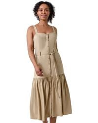 Roman Petite - Button Front Tiered Midi Dress - Lyst