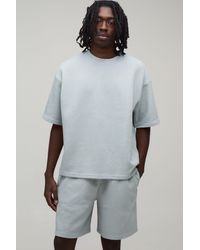 BoohooMAN - Oversized Boxy Wavy Jacquard T-Shirt & Baggy Shorts Set - Lyst