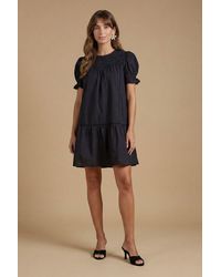 Oasis - Broderie Lace Trim Detail Puff Sleeve Mini Dress - Lyst