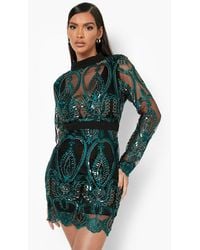 Boohoo - Sequin Damask Cupped Mini Party Dress - Lyst